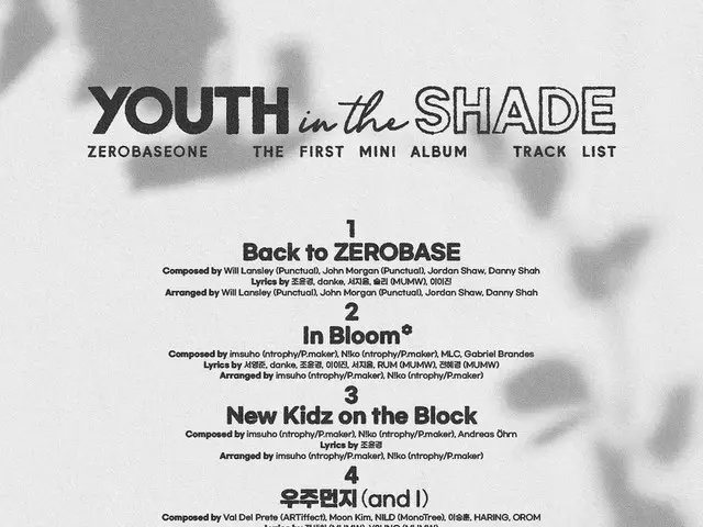 ZERO BASE ONE merilis gambar daftar lagu dari album pertama 'YOUTH IN THE SHADE'