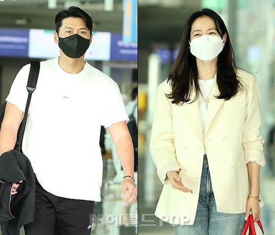 [Foto] Aktor Hyun Bin & Song YEJI couple akhirnya berangkat bulan madu = Bandara Internasional Incheon, Korea Selatan