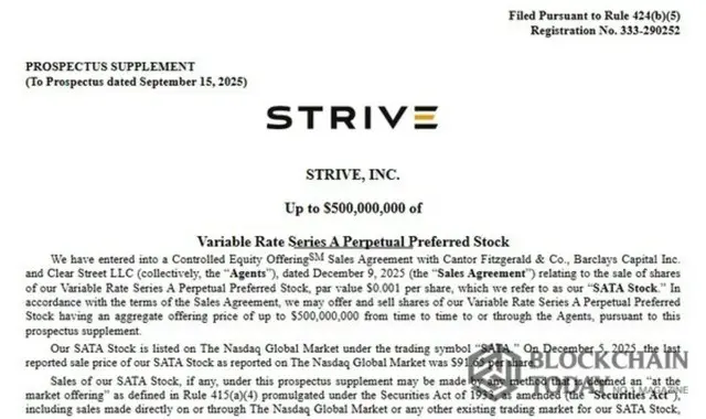Strive、ビットコインを追加購入するために5億ドル規模のATM公募を開始