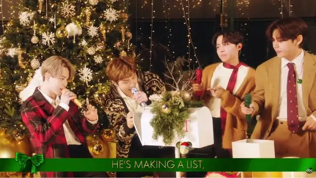 2020年12月、ソウルスカイでグローバル送出用クリスマスキャロル映像を作っている「BTS」メンバーたち