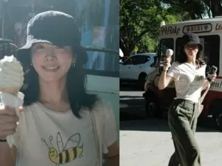 Aktris Han Ji Min, apakah kamu sebahagia itu? Lompatan udara dilepaskan dengan es krim di tangan
