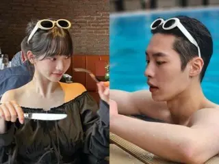 “Jatuh cinta di depan umum” KARINA memakai kacamata hitam yang serasi dengan pacarnya Lee Jae Woo... “Item pasangan” lahir