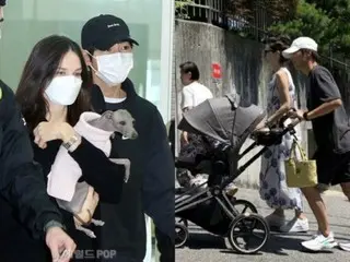 Song Joong Ki benar-benar idiot...berjalan bersama istrinya Katie sambil mendorong kereta bayi