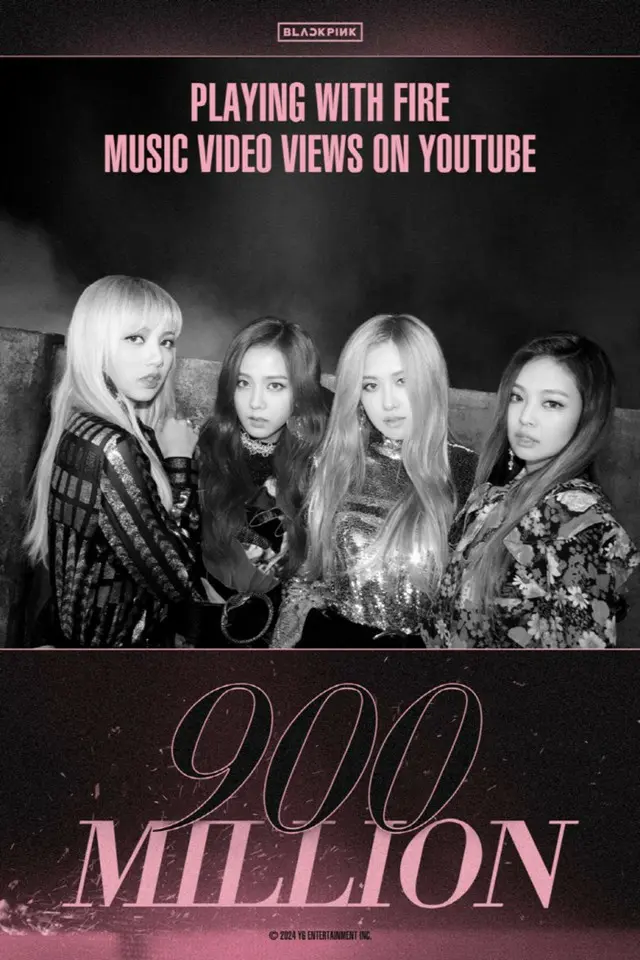 「BLACKPINK」の「PLAYING WITH FIRE」のミュージックビデオが、YouTube再生回数9億回を突破した。