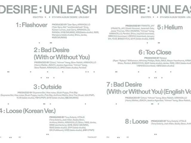 ENHYPEN merilis daftar lagu untuk mini album ke-6 "DESIRE : UNLEASH"... Menggambarkan hasrat