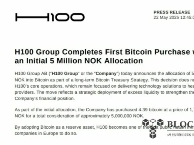 Perusahaan Swedia H100 mengumumkan pembelian Bitcoin... CEO Blockstream menginvestasikan $2,2 juta