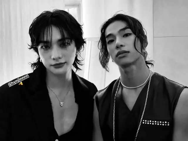 "ALLDAY PROJECT" Tarzan dan "Stray Kids" Hyun Jin merilis foto mereka bersama... Tampilan monokrom yang chic